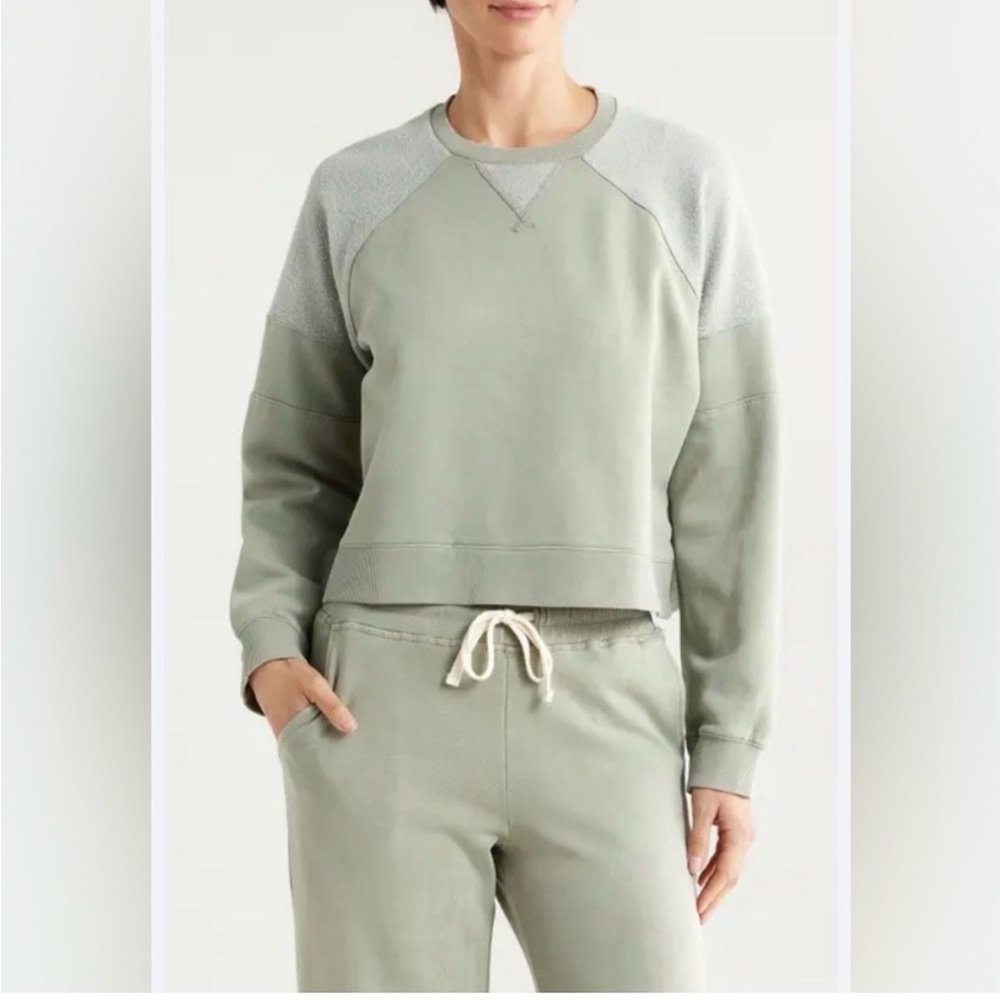Marine Layer Cloud 9 Fleece Crop Sweatshirt Light Gray Size S NWT